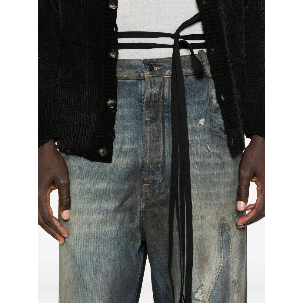 Ann Demeulemeester Distressed Panelled Jeans In Blue