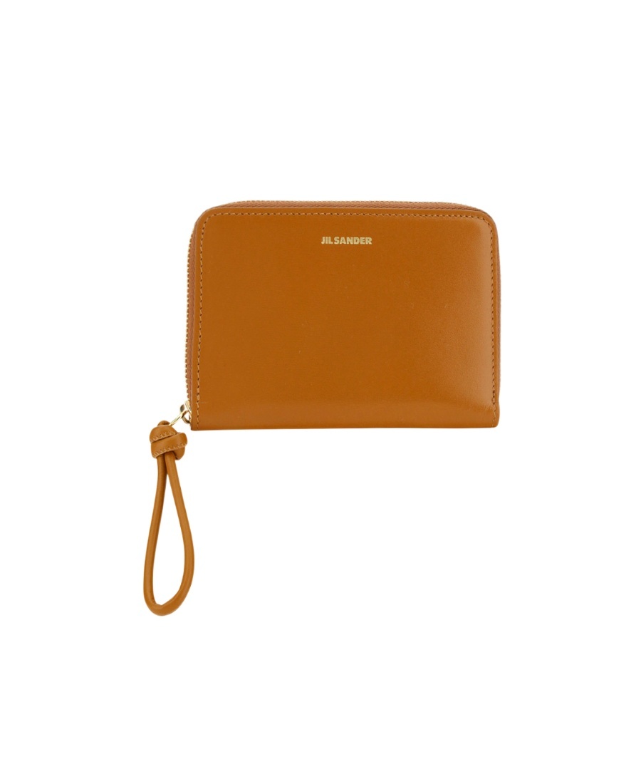 Jil Sander Logo-print Zip-up Wallet In Brown