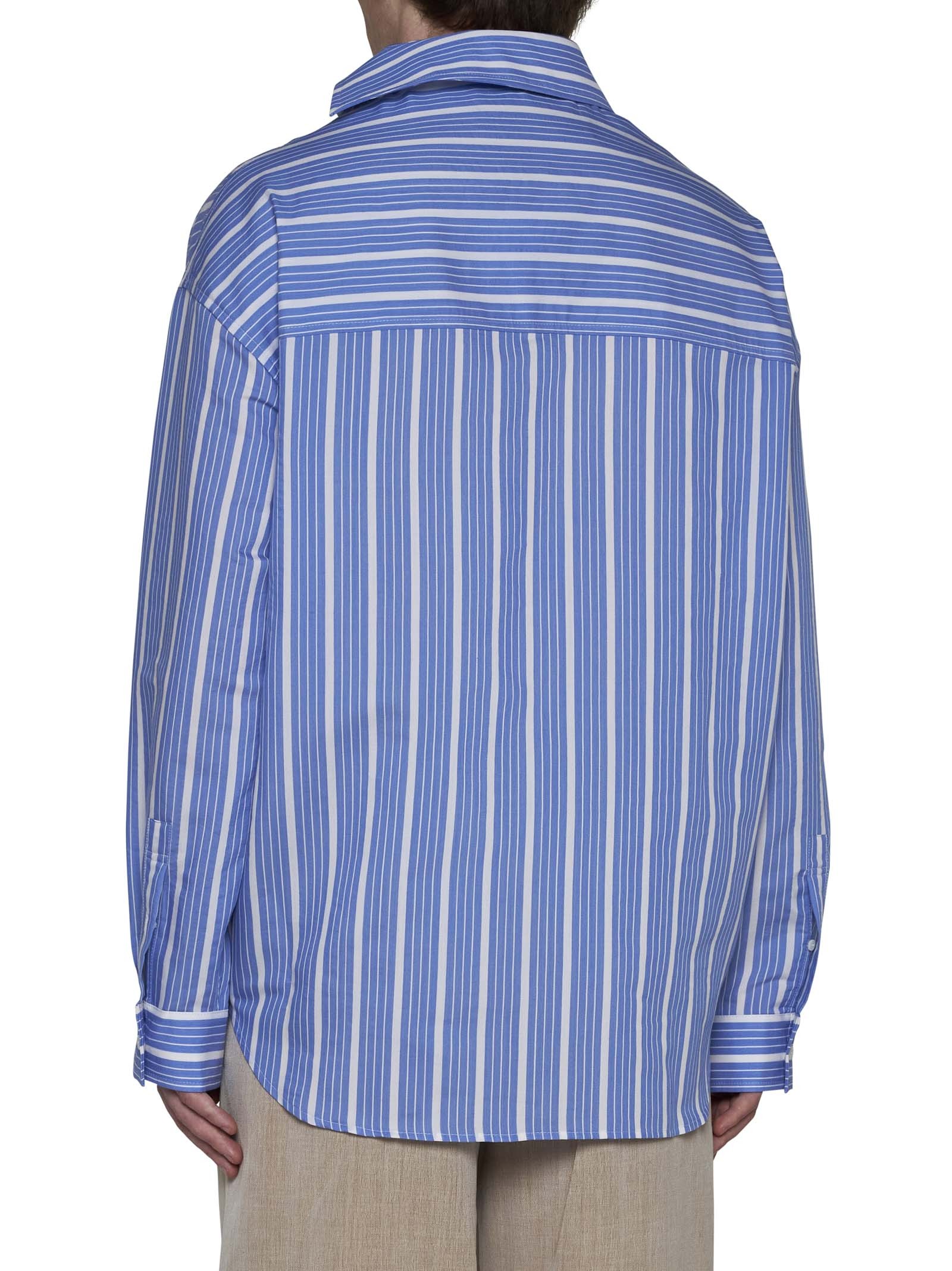 Jacquemus Light-blue Striped La Chemise Cuadro In Silk Blend Man In Blue