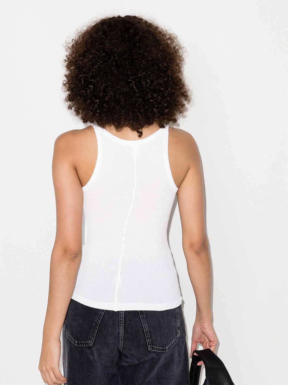 Re/done Ribbed Scoop-neck Fitted Tank In White