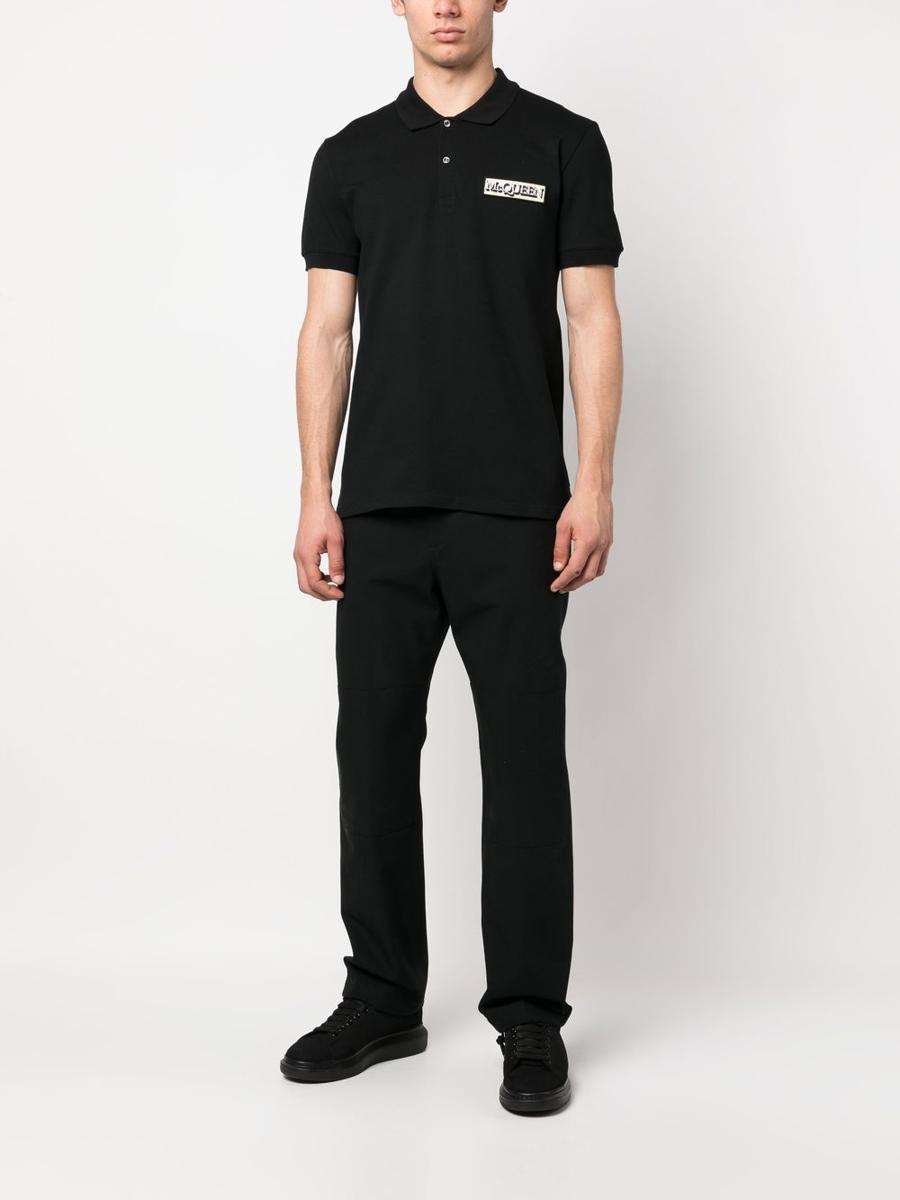 Shop Alexander Mcqueen Drawstring-hem Cotton Trousers In Black