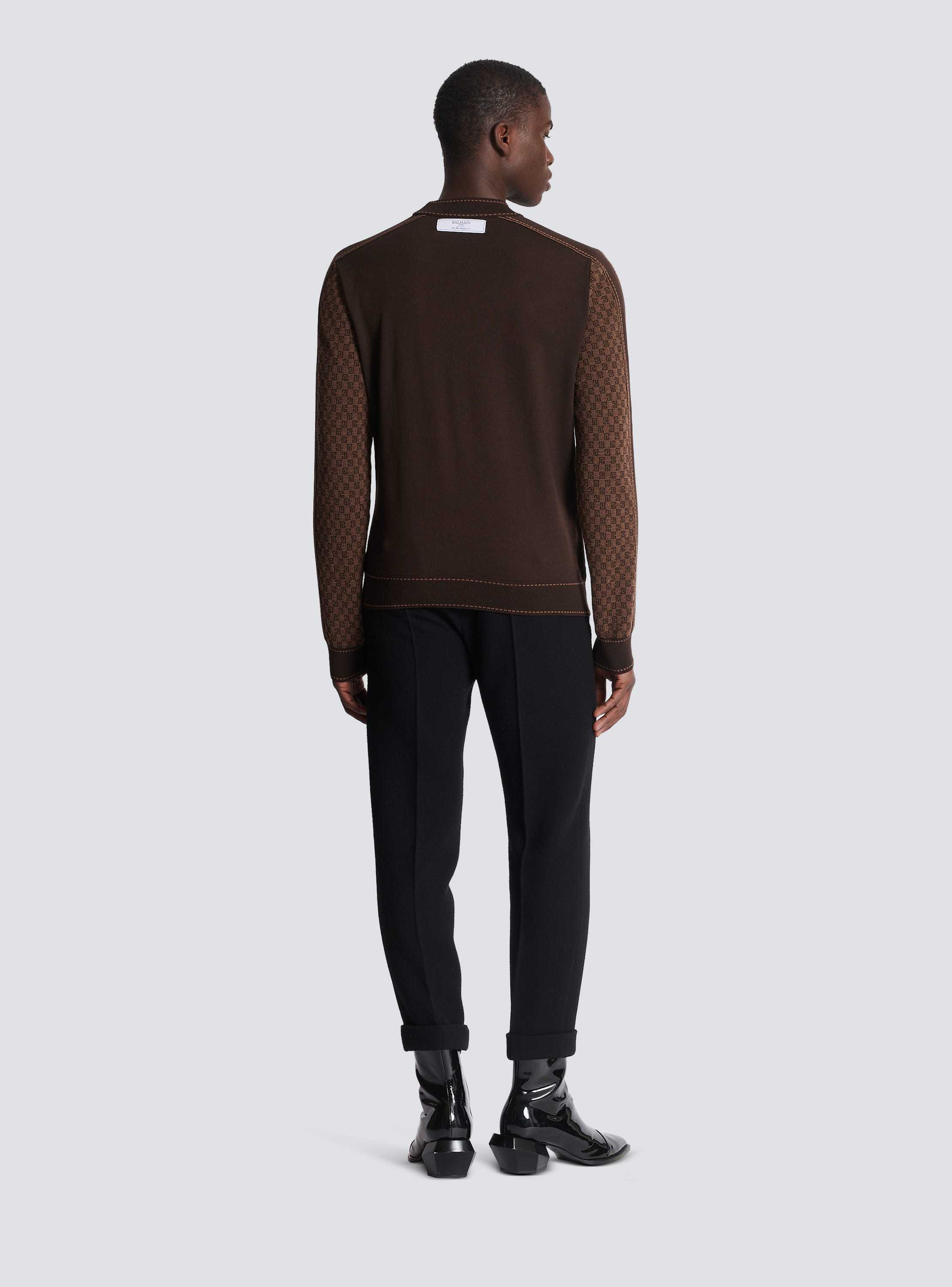 Balmain Mini Letter Pattern Knitted Sweater In Brown