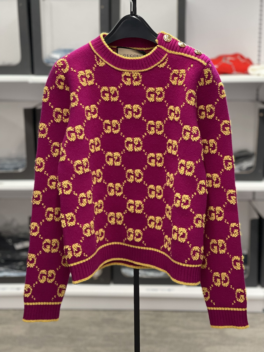 Gucci Logo Knitted Wool Sweater In Red