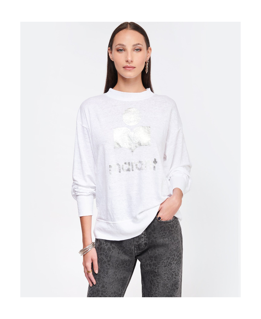 Shop Isabel Marant Étoile Logo-print Linen Sweatshirt In White