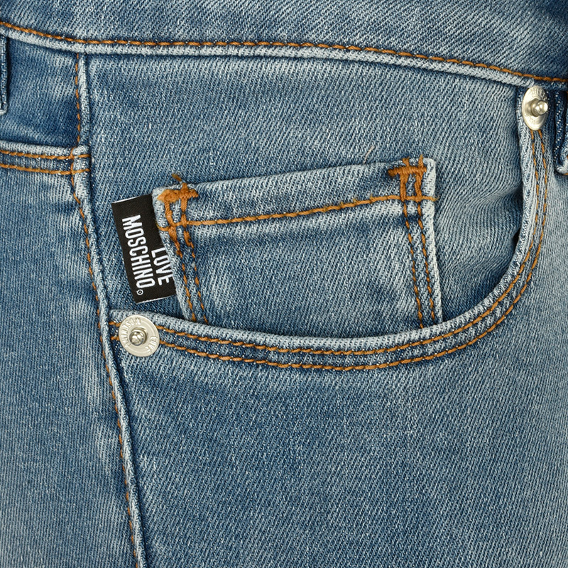 Moschino Logo Jeans In Gray