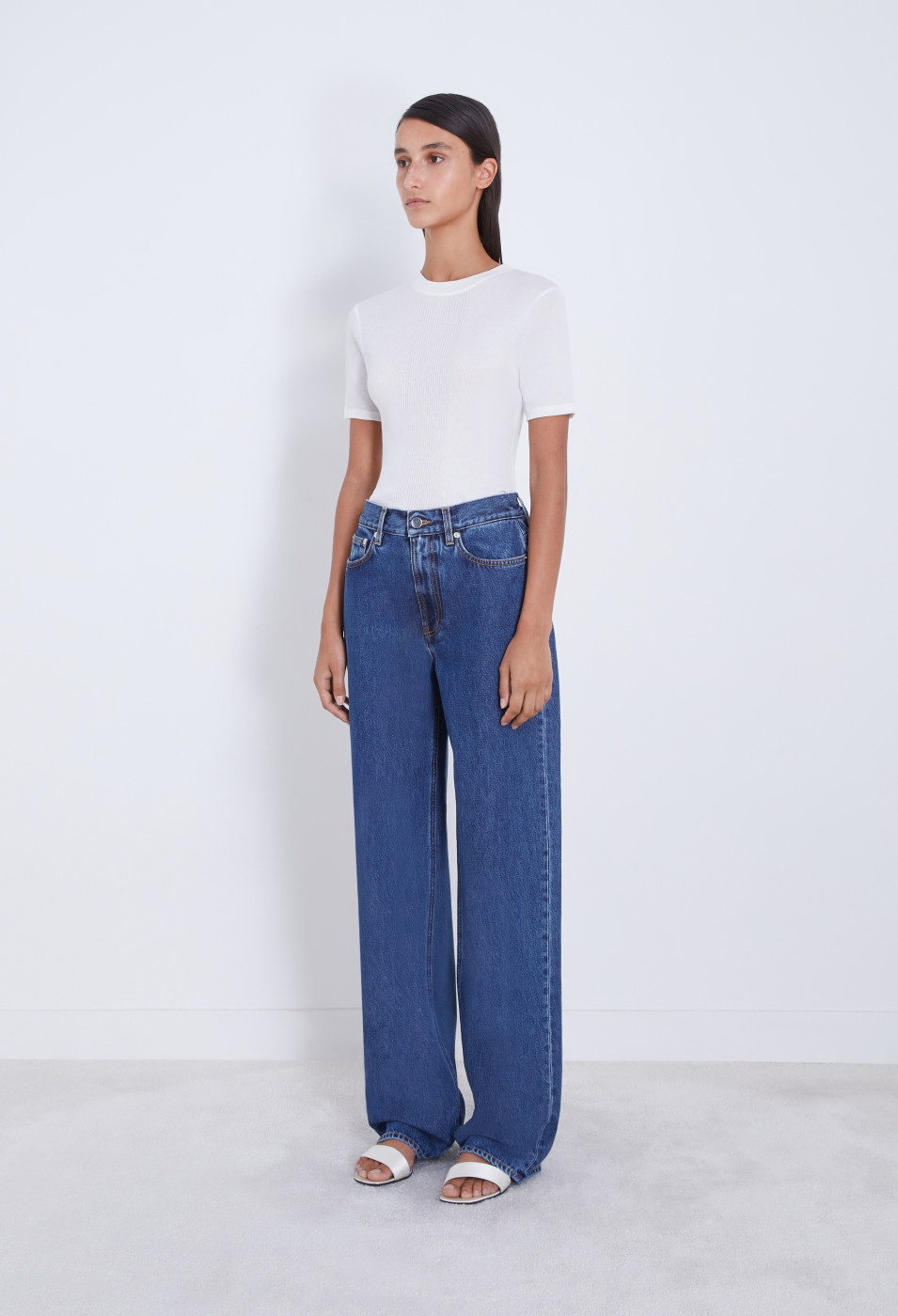 Loulou Studio Belt Ring Denim Trousers In Blue