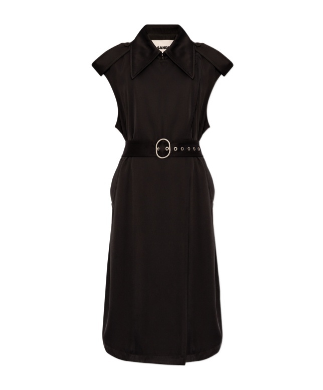 Jil Sander Belted Trench Coat In Black