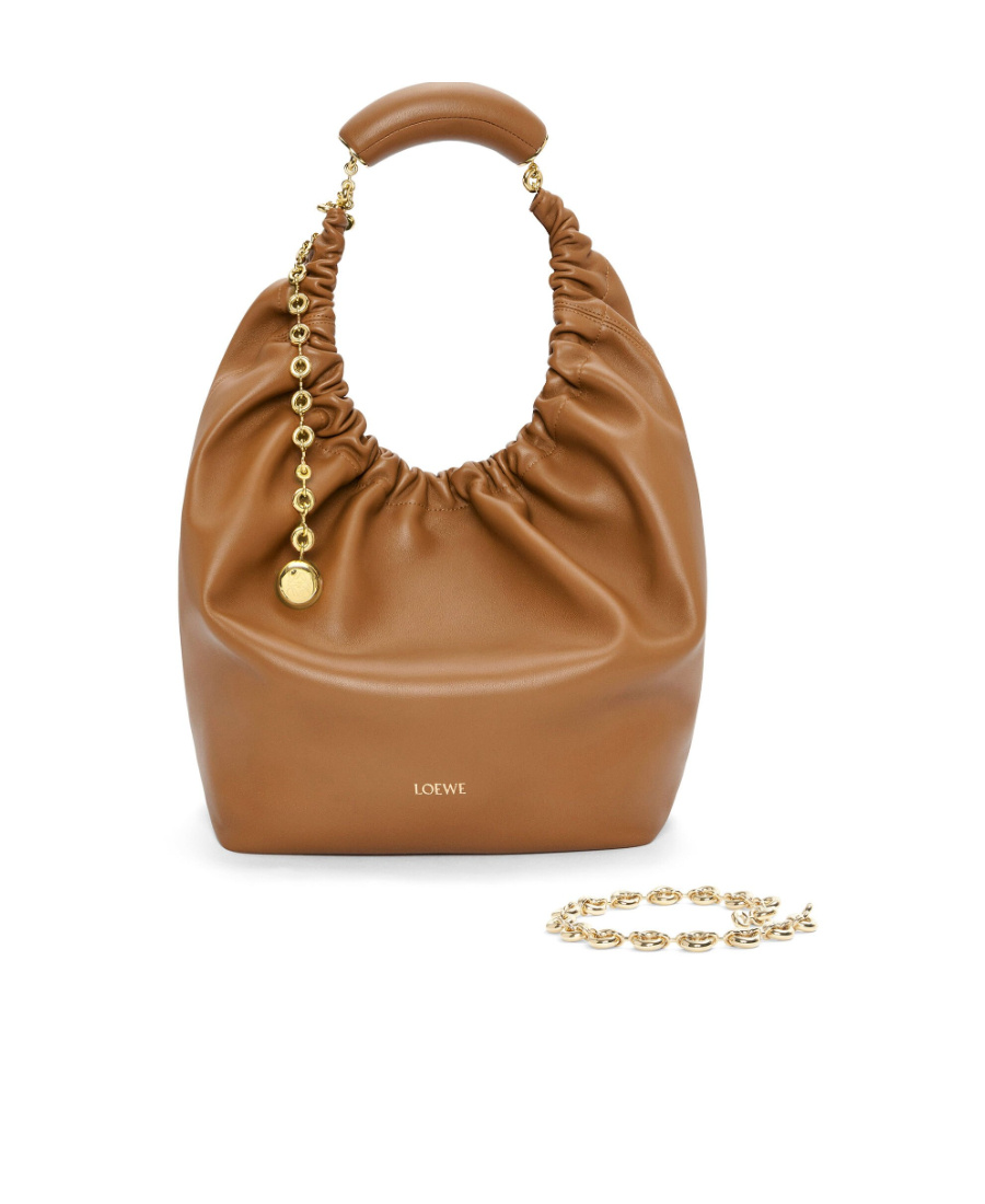 Loewe Squeeze Medium Leather Shoulder Bag In Brown