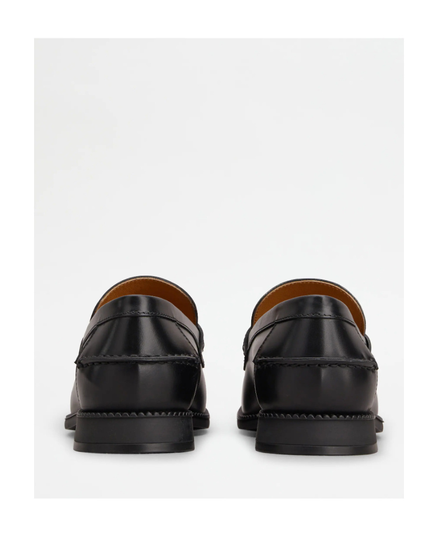 Tod's Logo-plaque Leather Loafers In Black