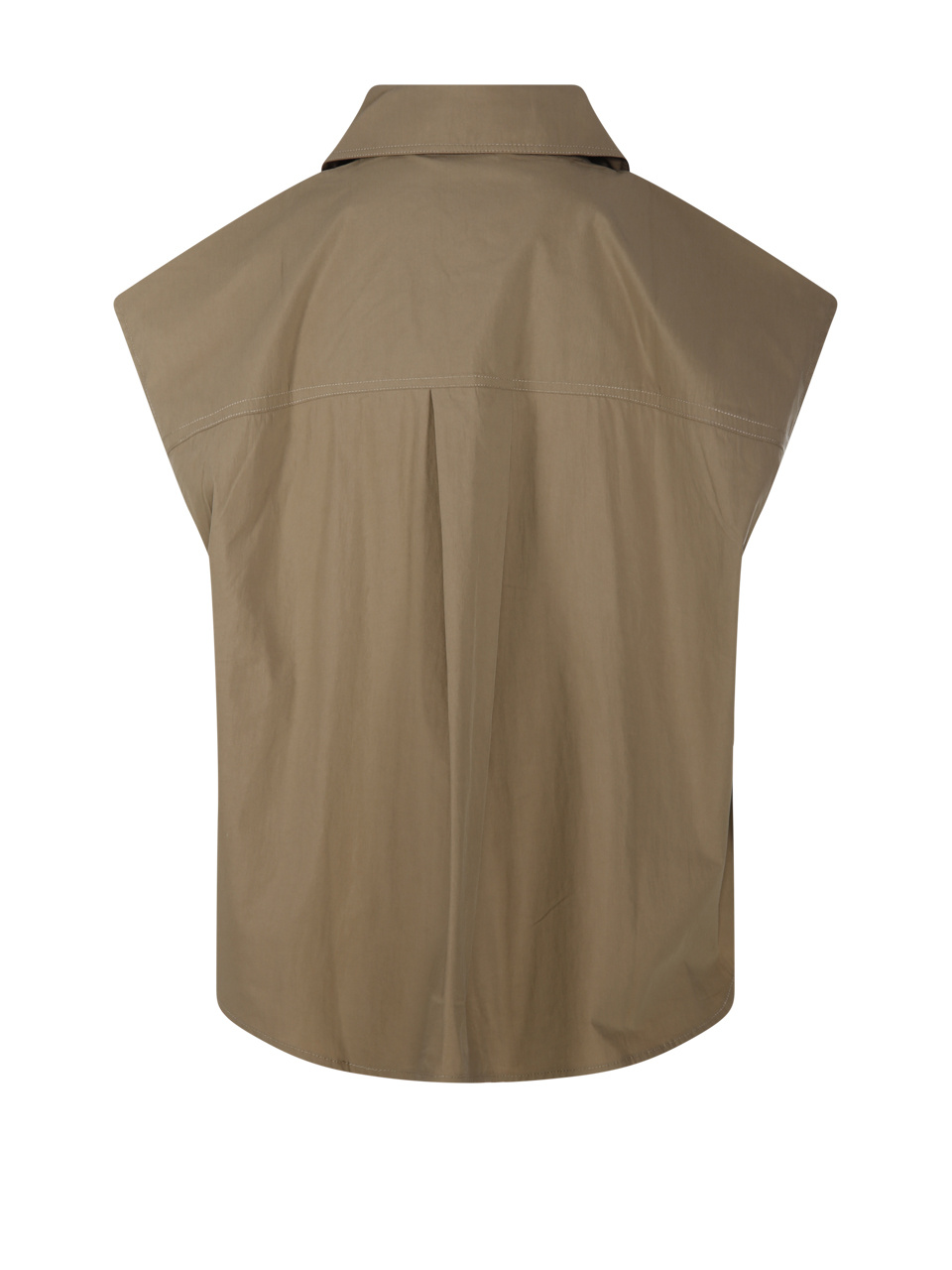 P.a.r.o.s.h Parosh Relaxed-fit Sleeveless Shirt With Front Pockets In Brown