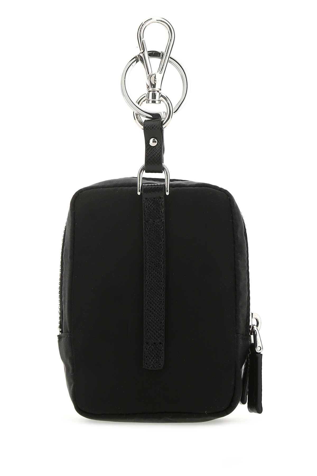 Prada Re-nylon Backpack Keyring In Black