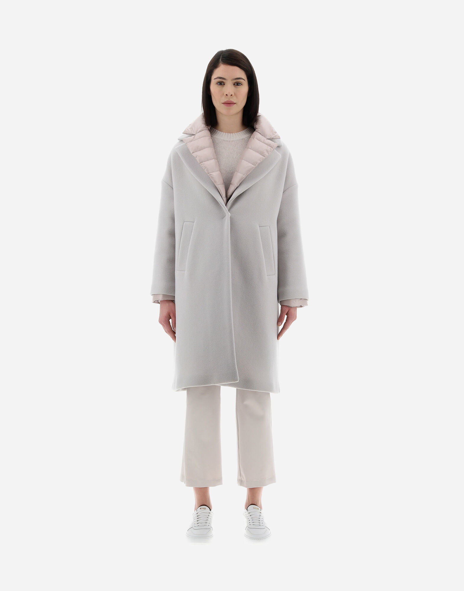 Herno Beige Long Casual Jacket In Gray