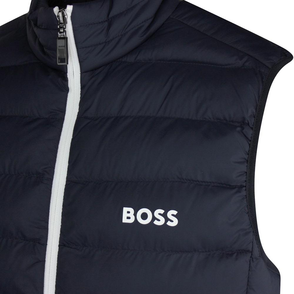 Shop Hugo Boss Logo-print Padded Gilet In Black