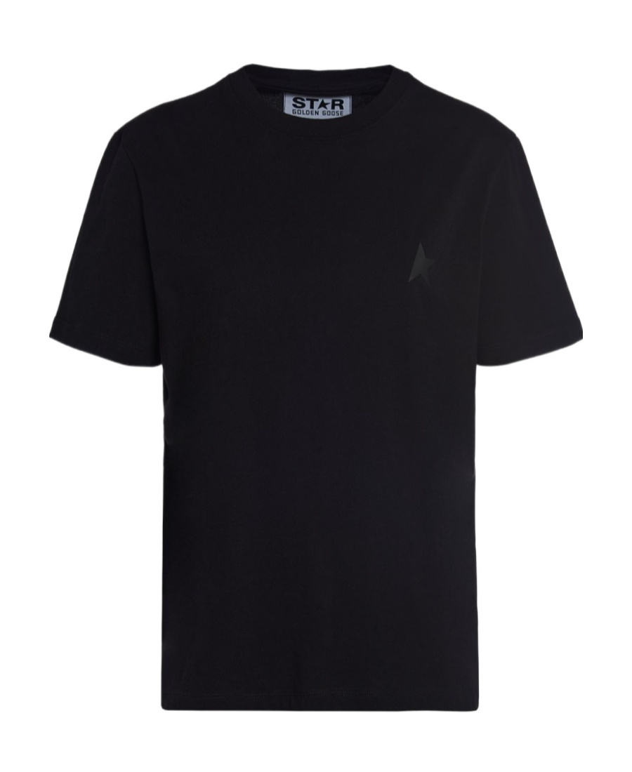 Golden Goose Cotton T-shirt With Iconic Frontal Star In Black