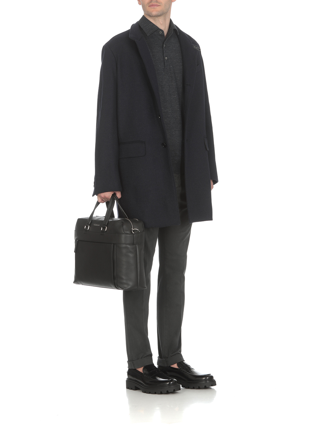 Fay Wool Single-breasted Coat In Black