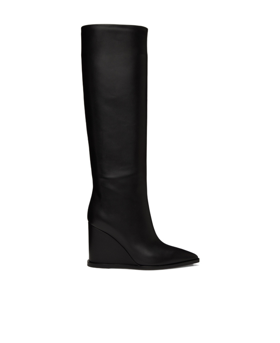 Gianvito Rossi Leather Wedge Knee-high Boots In Black