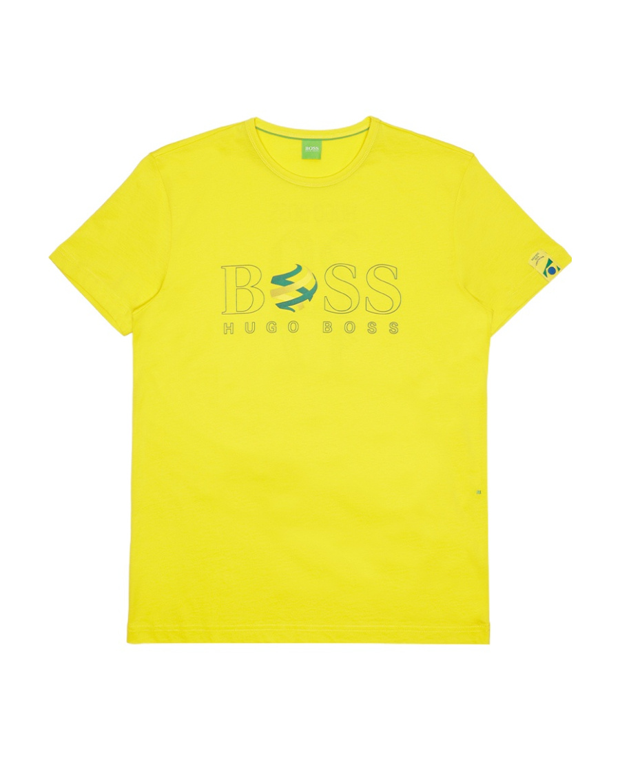 Hugo Boss T-shirt With Round Neck And Short Sleeves In Yellow