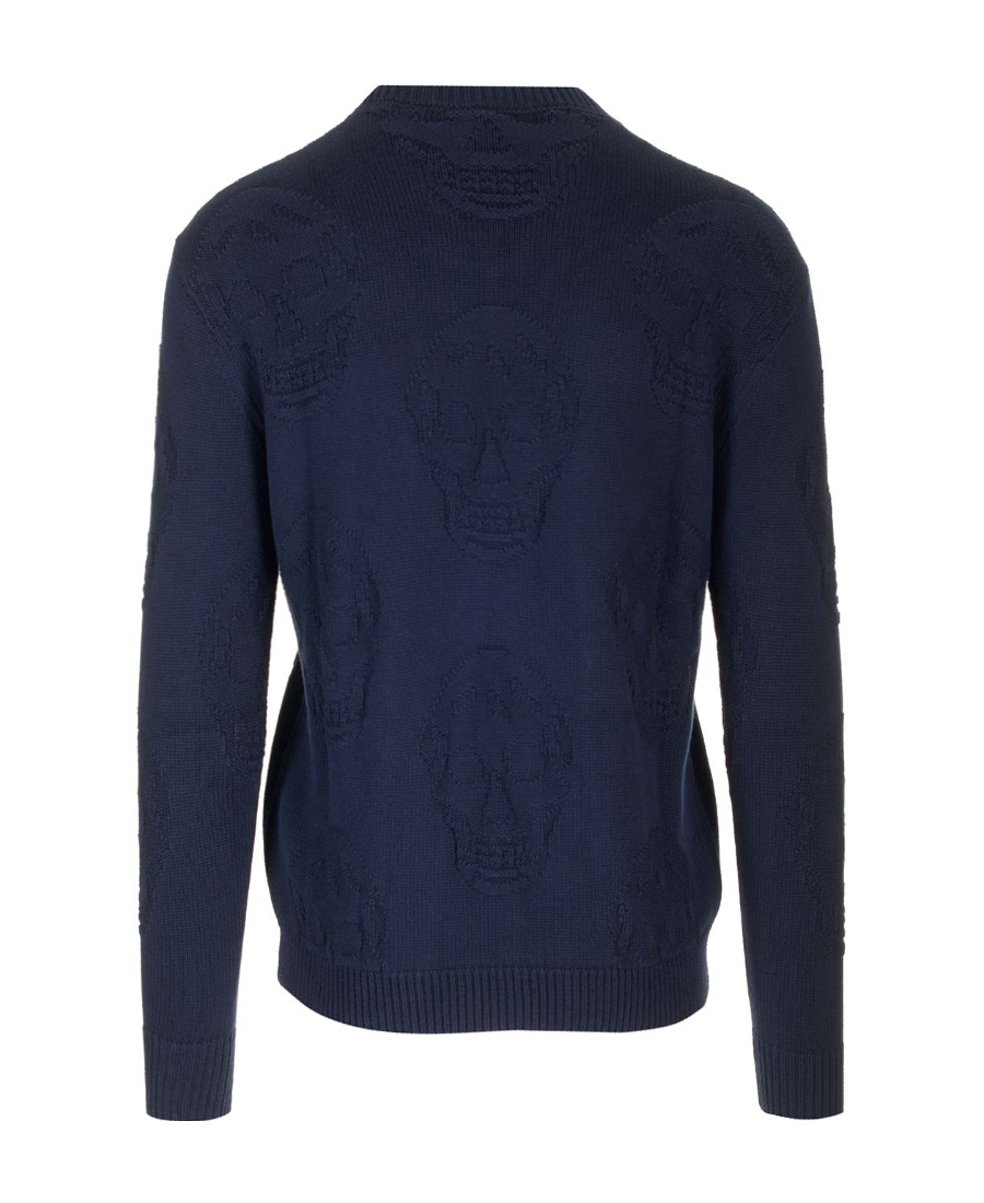 Alexander Mcqueen Round-neck Long-sleeved Sweater In Blue