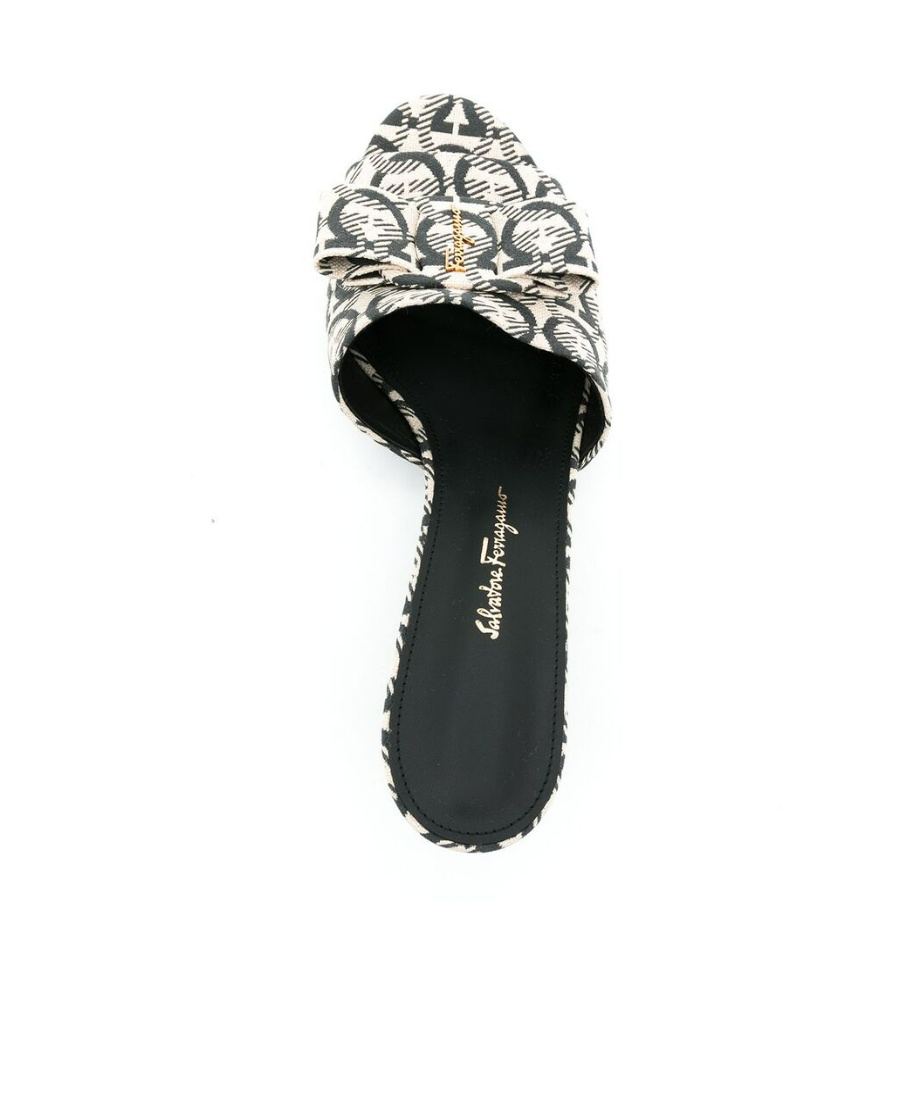 Ferragamo Gancini-print Viva Mules In Black