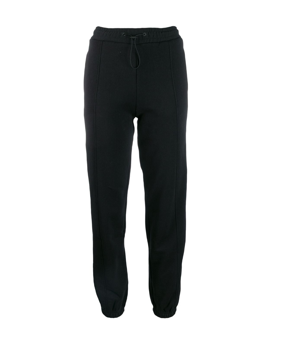 Msgm Black Logo Striped Sweatpants In Black