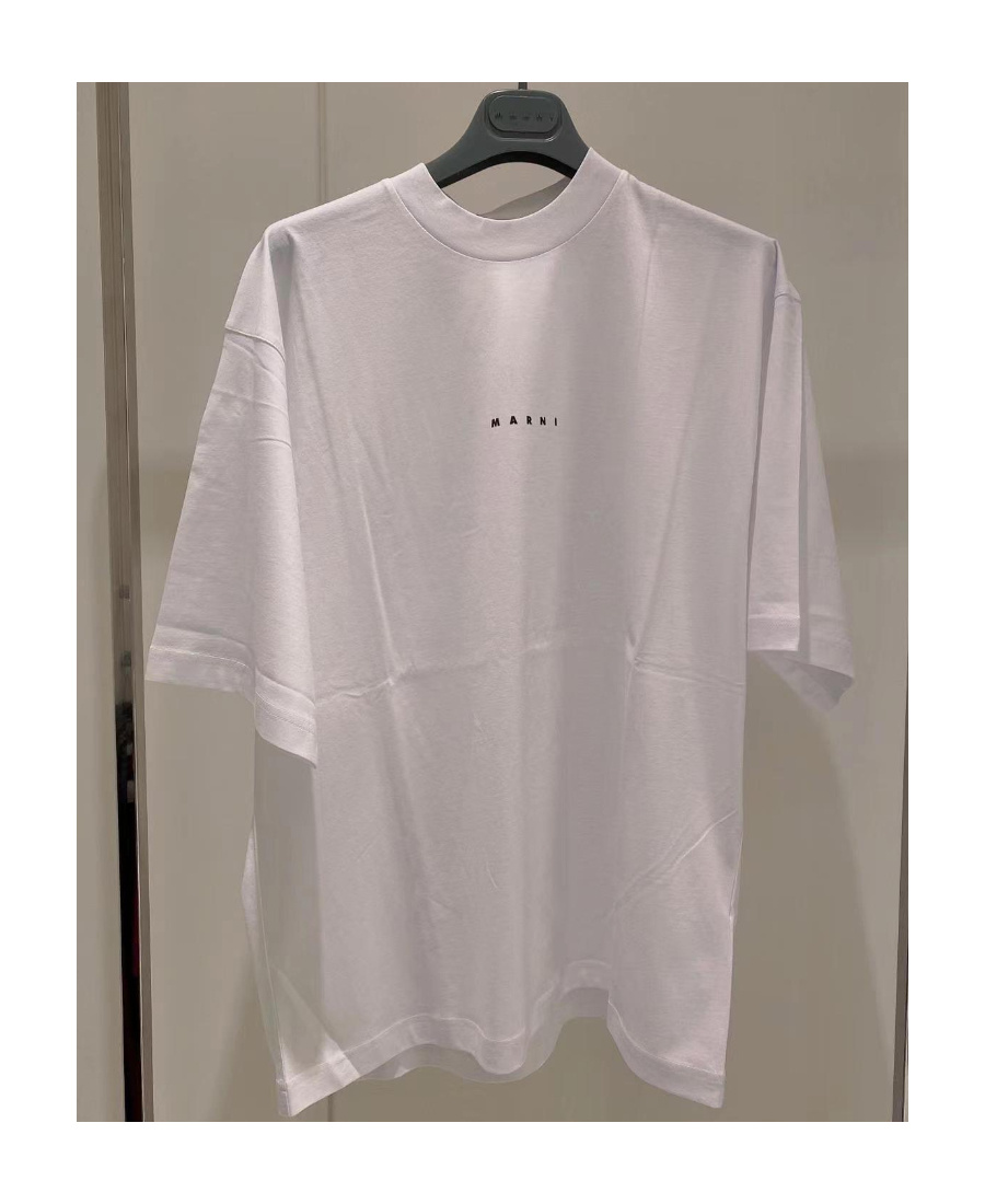 Marni White Cotton T-shirt With Logo Print In White