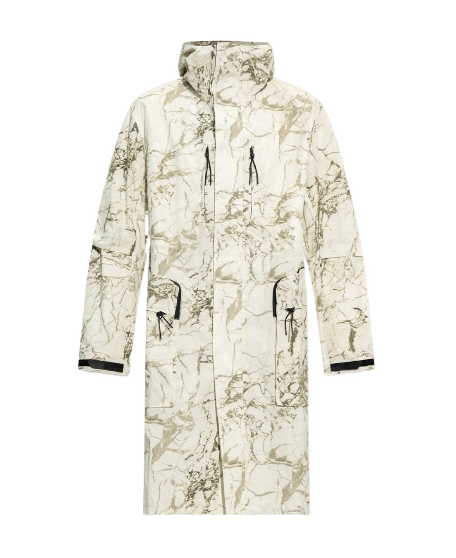 A-cold-wall* Marbled-print Hooded Parka Coat In White