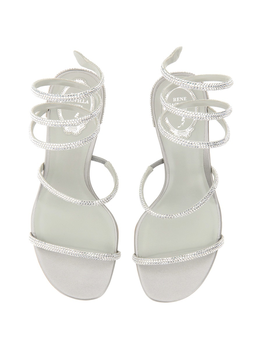 René Caovilla Cleo Crystal-embellished Sandals In White