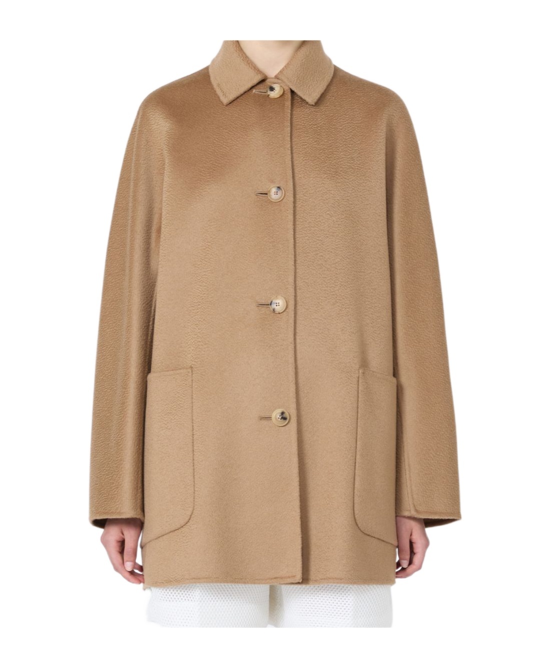 Max Mara Short Pure Cashmere Coat In Brown