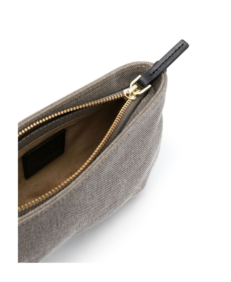 Manu Atelier Curve Leather Shoulder Bag In Gray