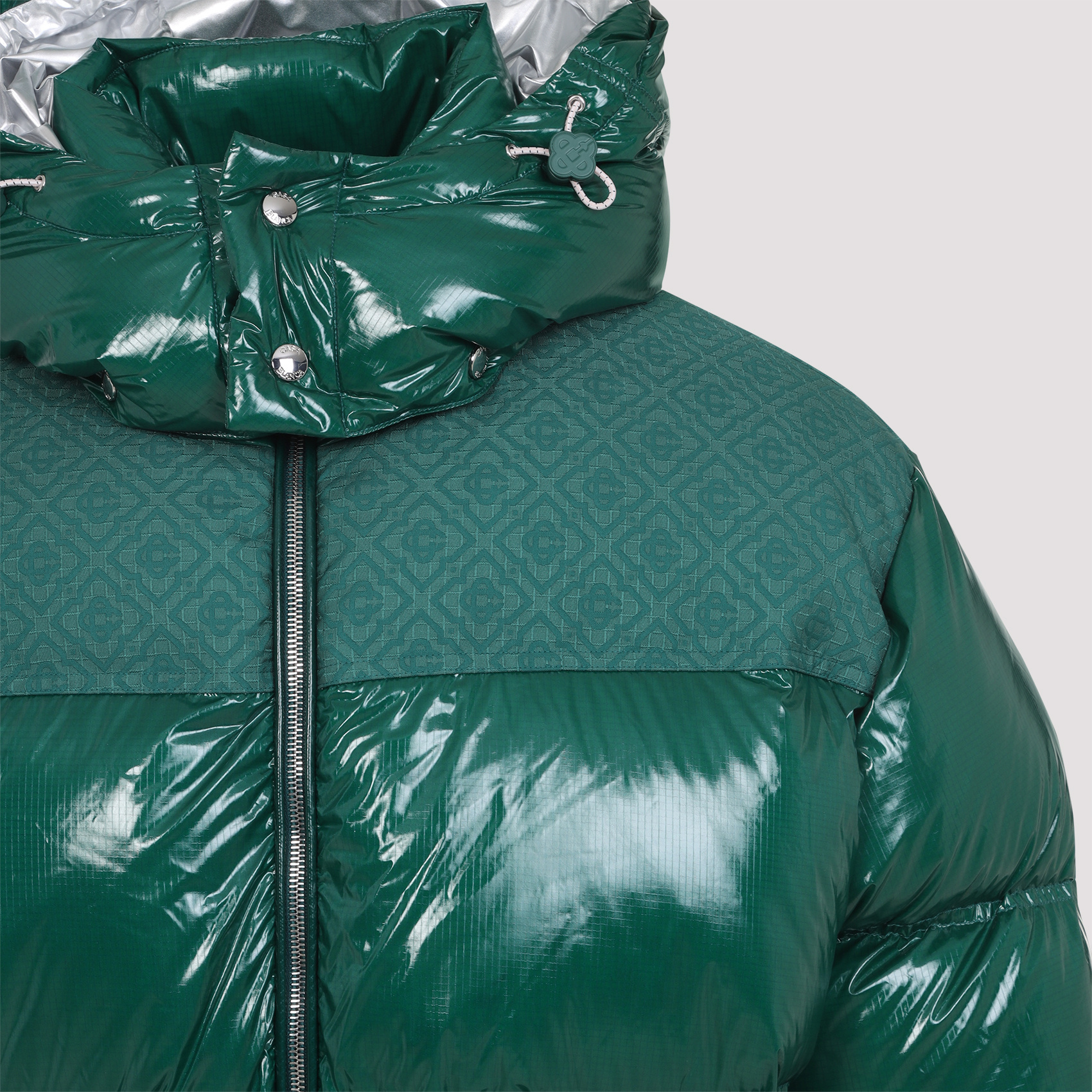 Casablanca Quilted Down-feather Jacket With Glossy Finish In Green