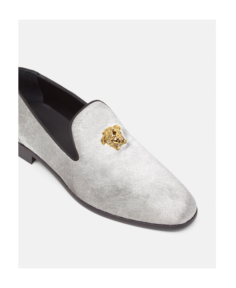 Versace Medusa-head Slippers In Gray