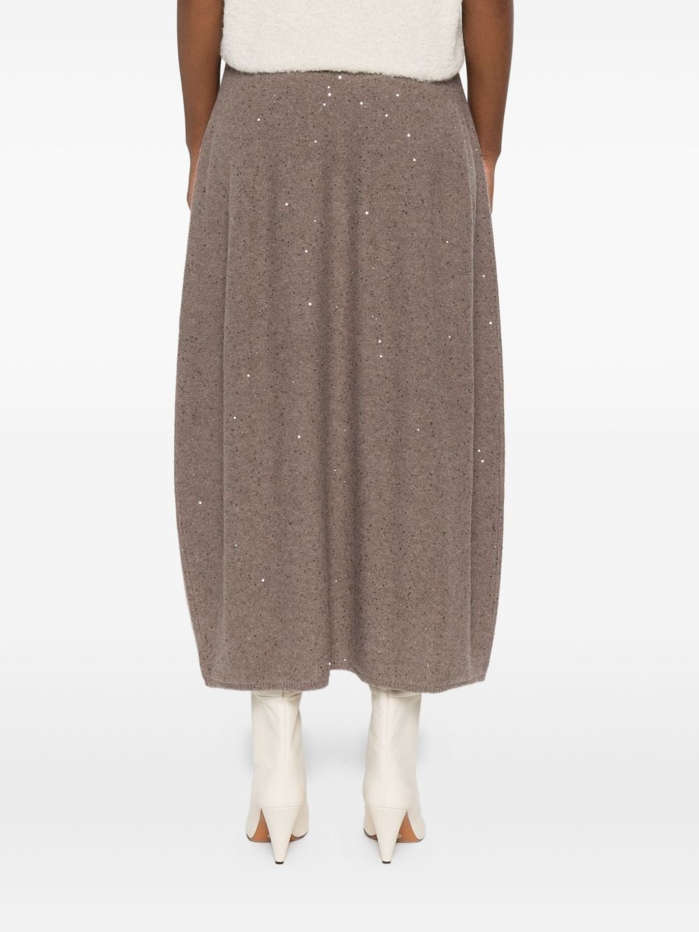 Antonelli Pleated Detail Skirt In Brown