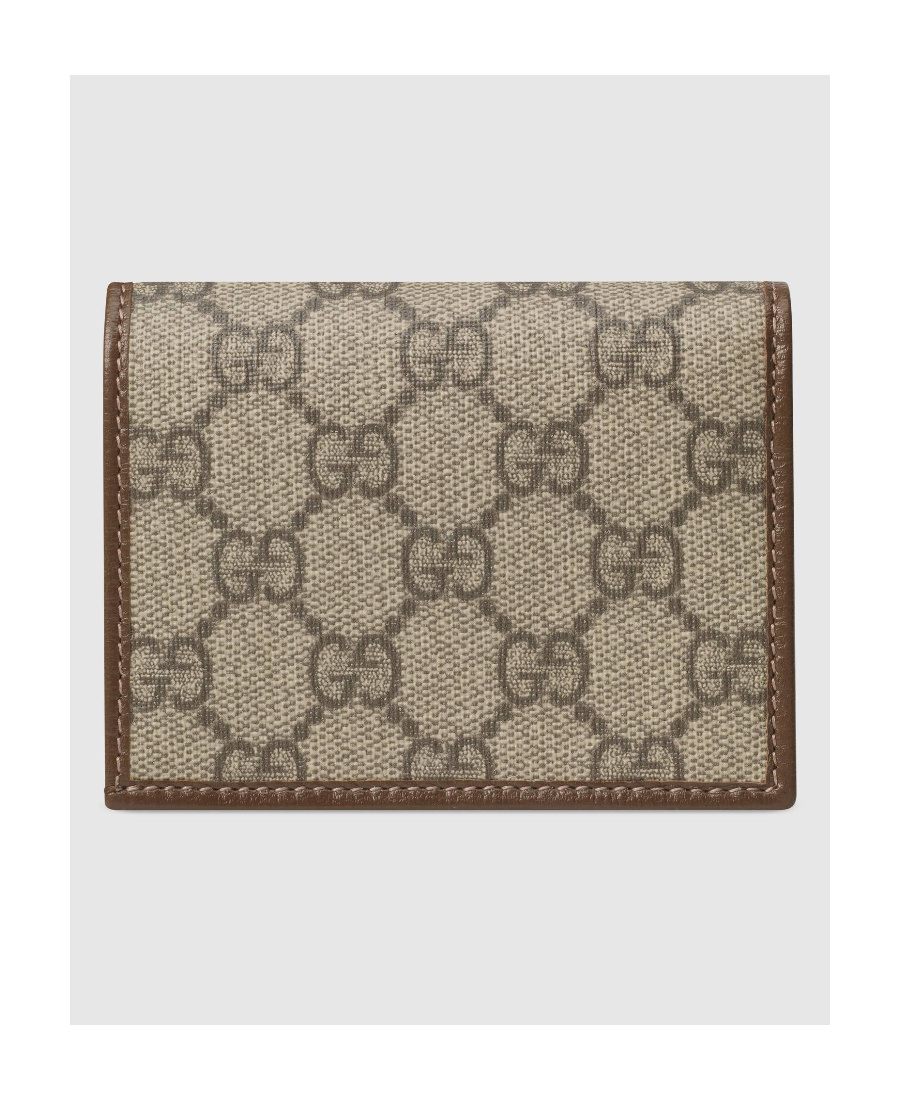 Gucci Compact Wallet With Signature Logo Pattern In Brown