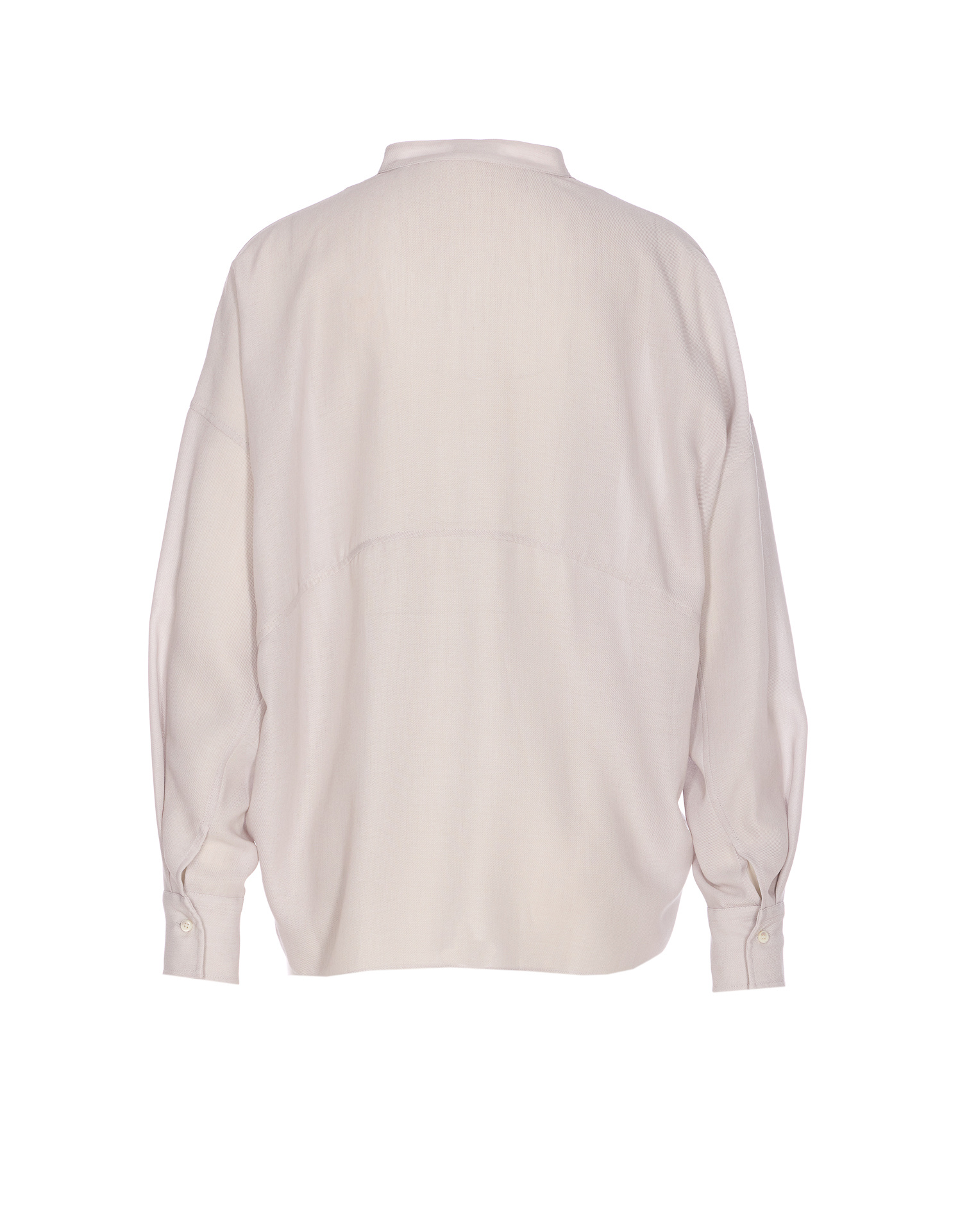 Brunello Cucinelli Long Sleeve V-neck Mandarin Collar Top In Neutral