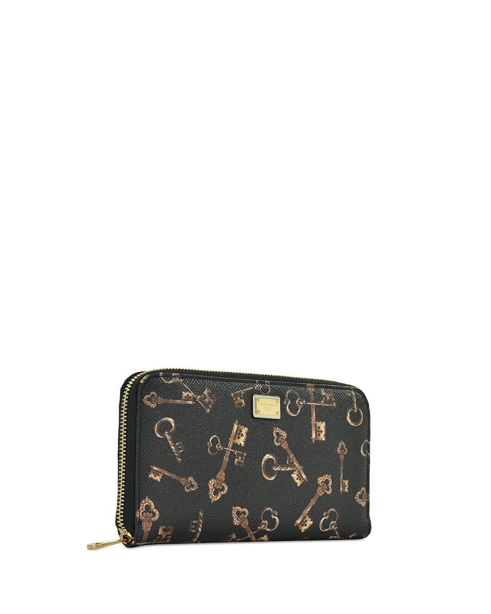 Dolce & Gabbana Printed Zipper Purse In Black
