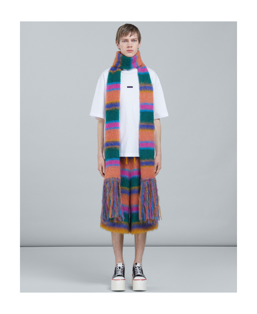 Marni Multicolour Striped Mohair And Wool Scarf