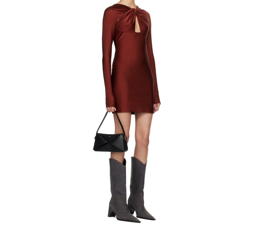 Coperni Burgundy Twisted Cut-out Jersey Minidress In Brown