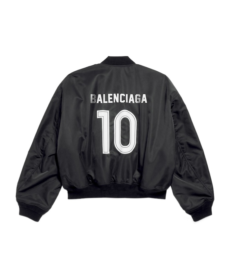 Balenciaga Black Bomber Jacket With Logo Patch In Black