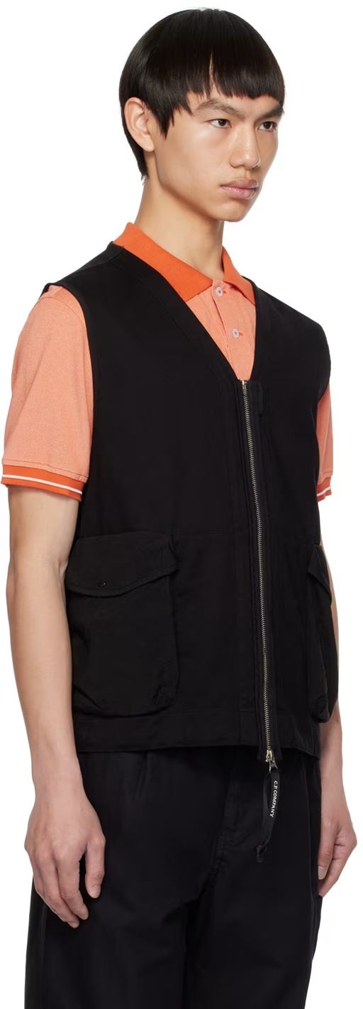 C.p. Company Sleeveless Zipped Vest In Black