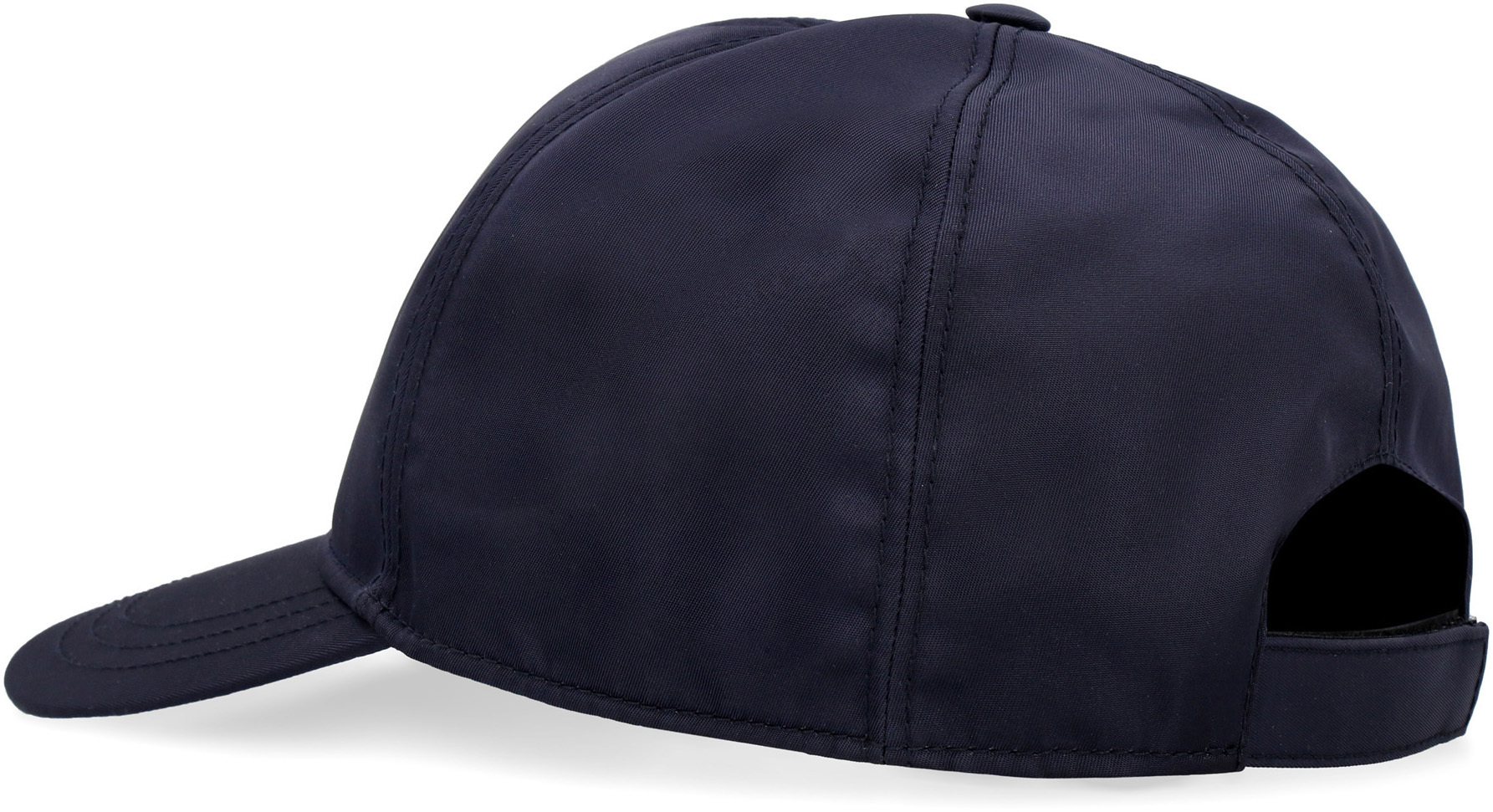Prada Re-nylon Triangle Logo Cap In Black