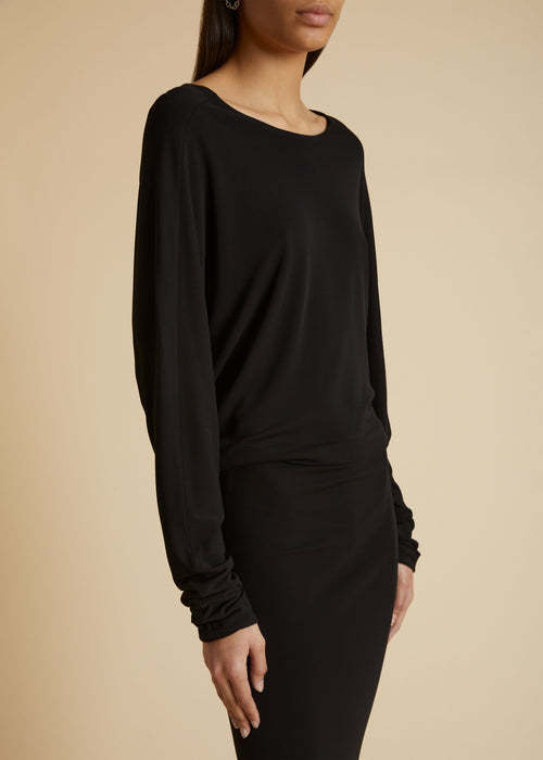 Khaite Trina Open-back Boat Neck Dress In Black