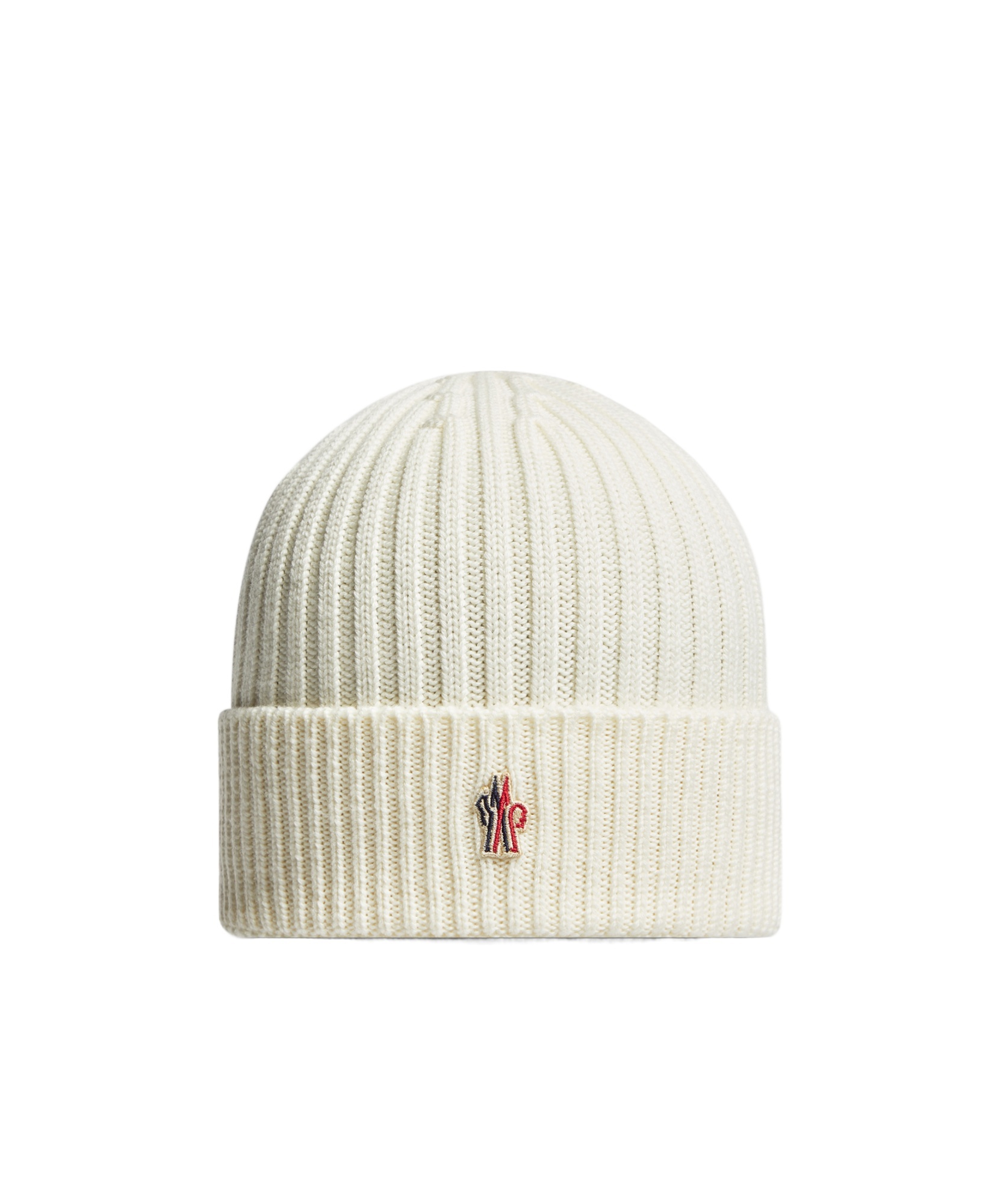 Shop Moncler Ribbed Knit Wool Beanie In White