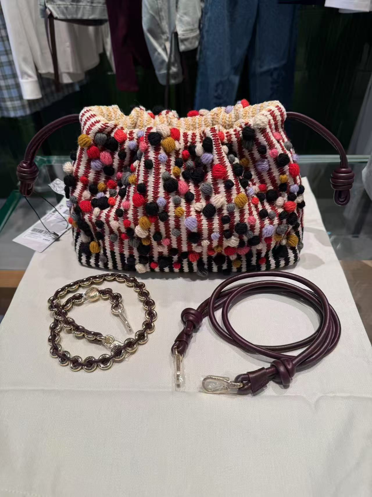 Loewe X Albers Flamenco Medium Crossbody Bag In Cotton Jacquard In Multi