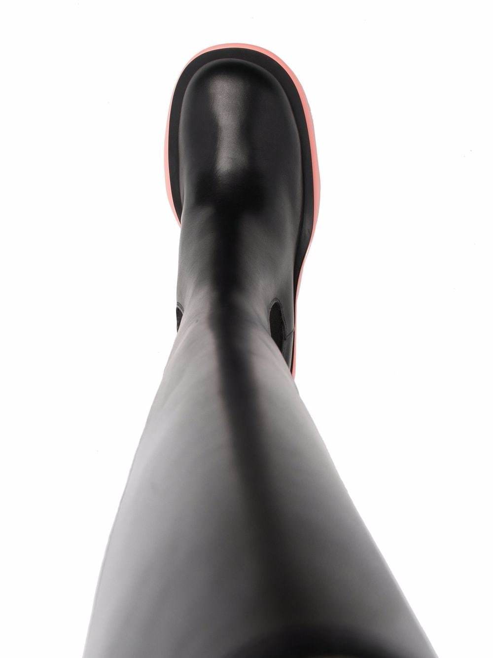 Bottega Veneta 95mm Flash Leather Tall Boots In Black