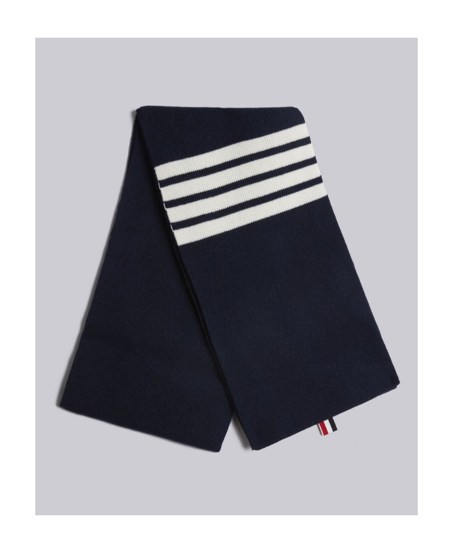 Thom Browne 4-bar Stripe Cashmere Rib Scarf In Black