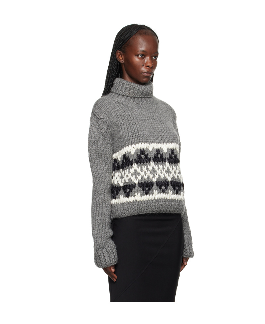 Jil Sander Gray Jacquard Turtleneck In Gray