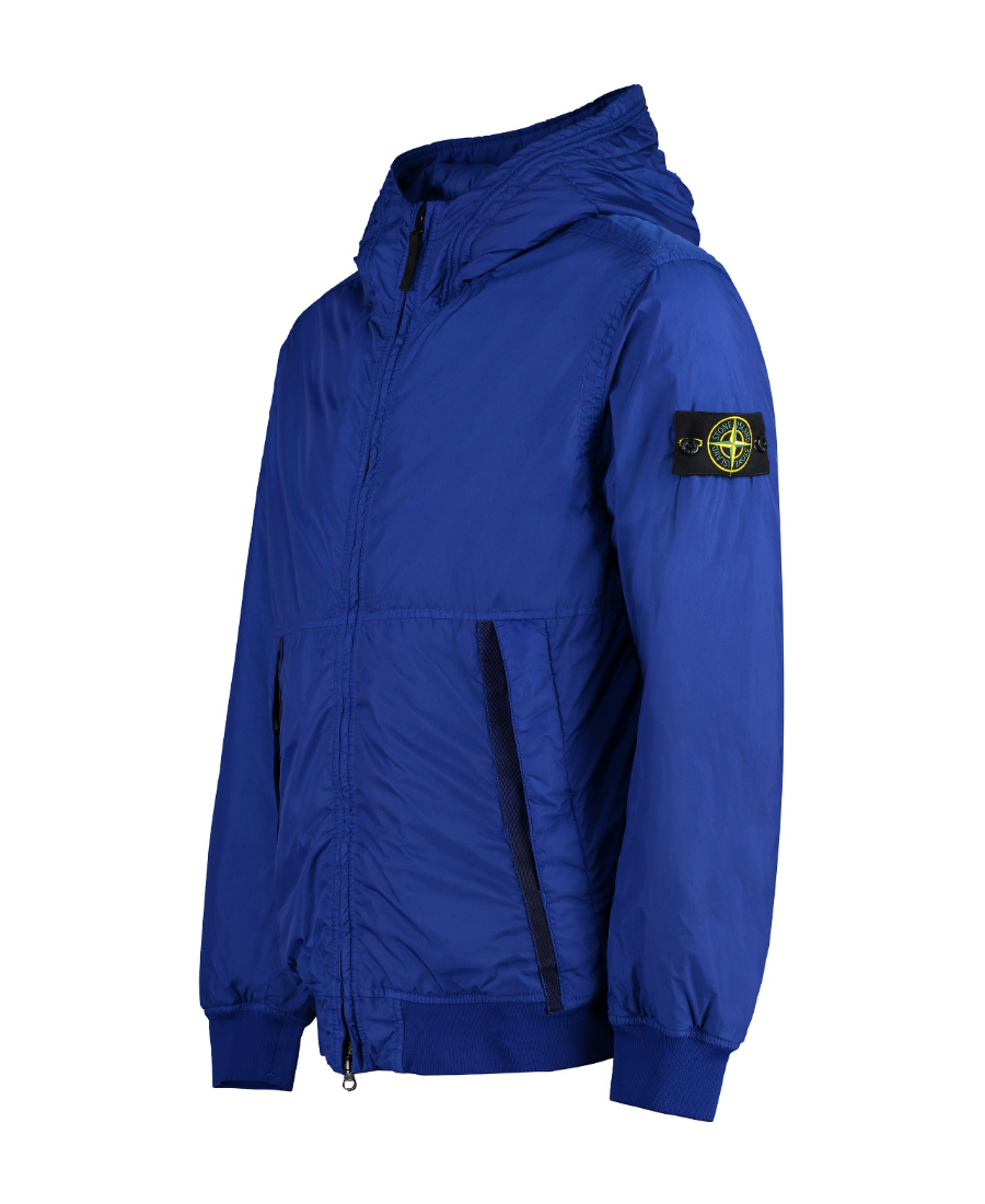 Stone Island Compass-patch Zip-up Bomber Jacket In Blue