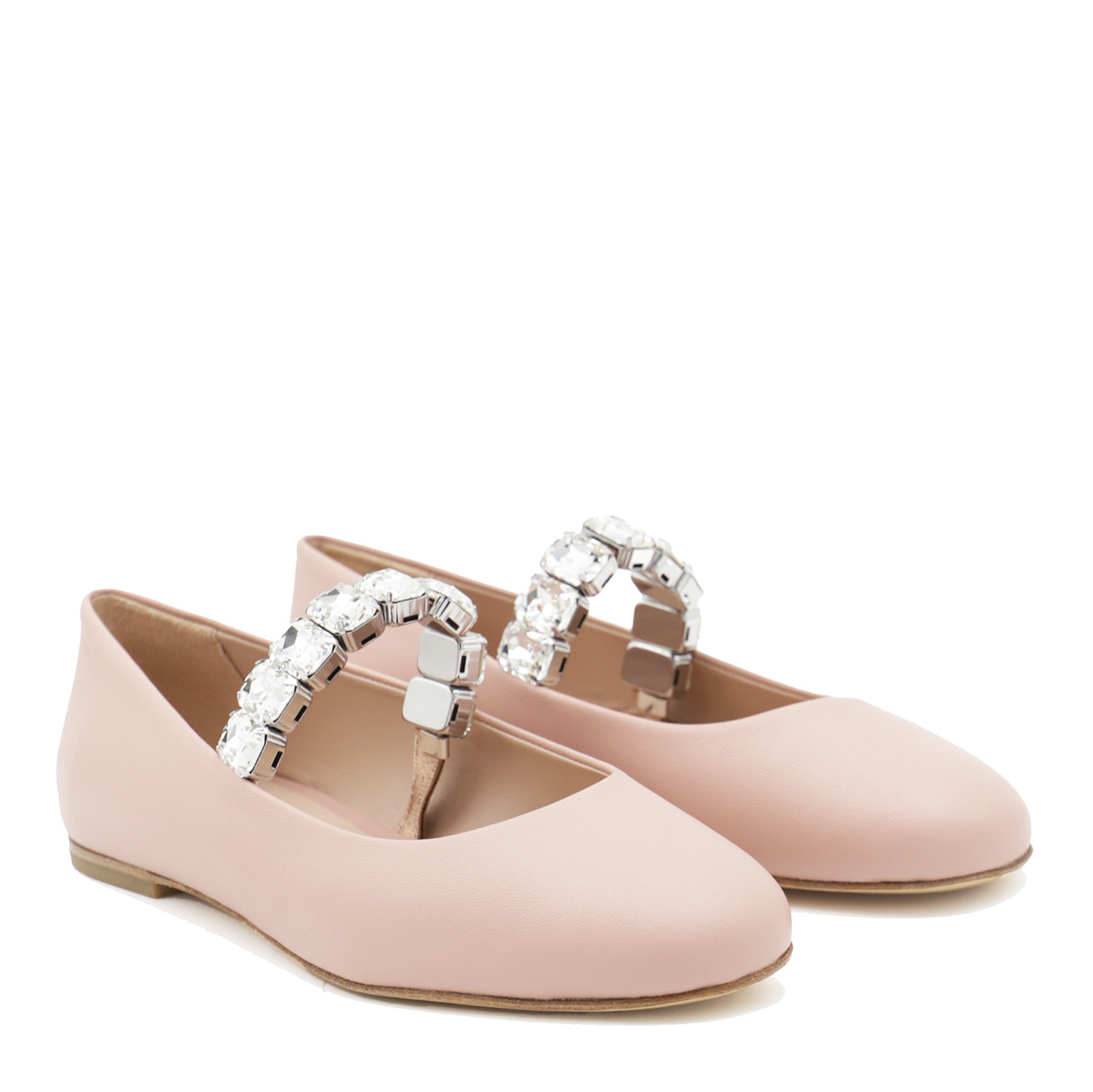 Casadei Crystal-embellished Ballerina Shoes In Nude
