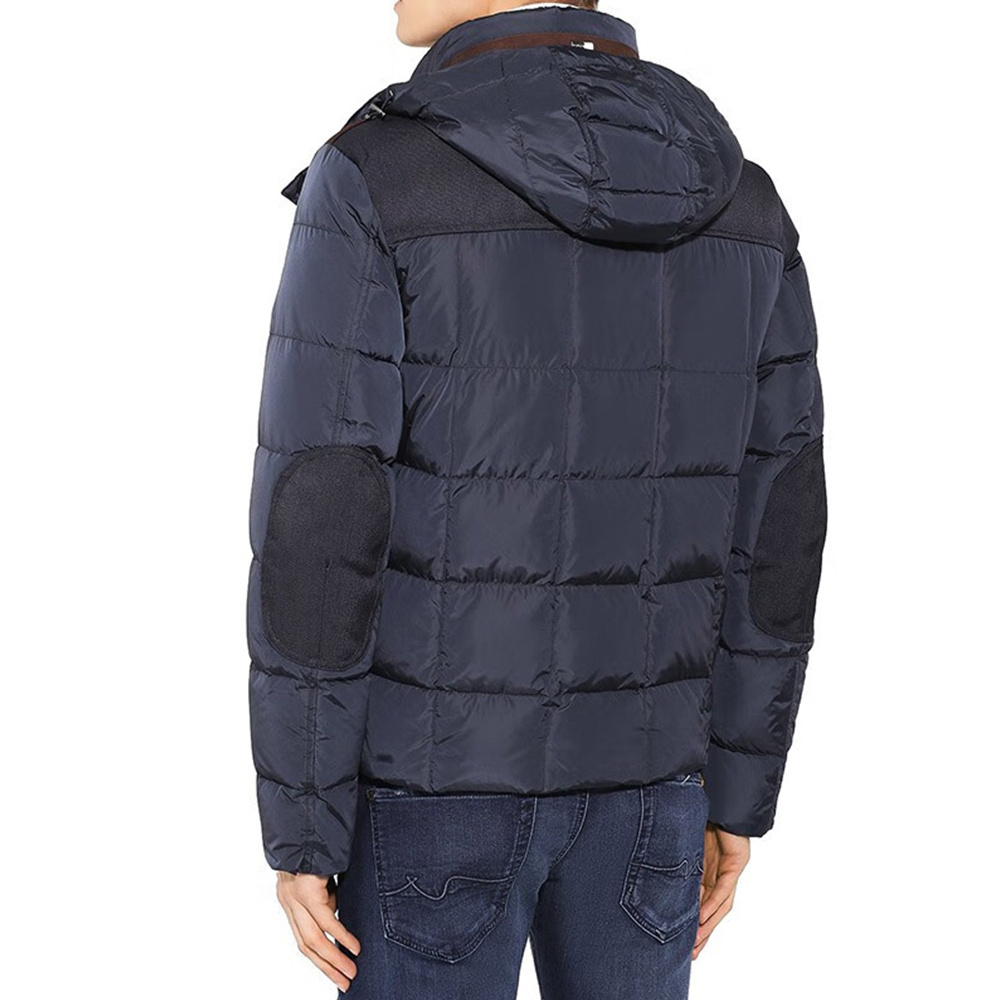 Paul & Shark Long-sleeved Hooded Quilted Down Jacket In Blue