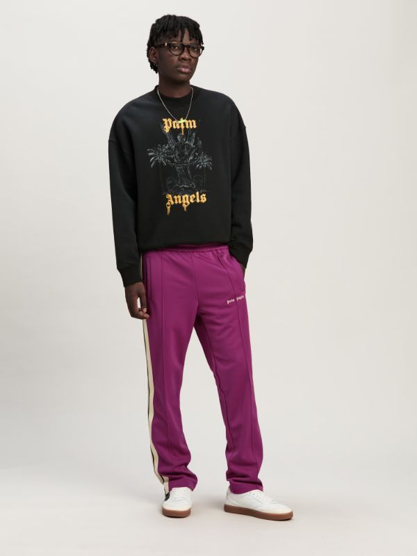Palm Angels Logo Printed Crewneck Sweatshirt In Black